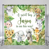 Lofaris Custom Wild Animals Leaves Baby Shower Backdrop